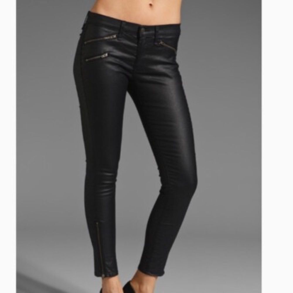 Rag & Bone The Zip Coated Black Skinny Jeans Size 24